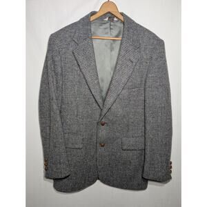 Blair Mens Harris Tweed Handwoven Pure Scottish Wool Blazer Sz M Sport Coat Gray
